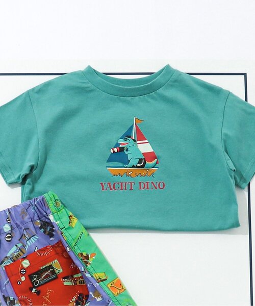 BREEZE（ブリーズ）の「【10色展開/プチプラ】サマーバケーションTシャツ（Tシャツ/カットソー・キッズ・レインボー/オフホワイト/グリーン/ライム/チャコール/オレンジ/イエロー/ベージュ/ピンク/ターコイズブルー・110/80/100/90/140/120/130）」の7枚目の写真