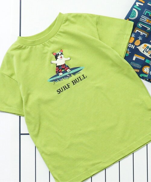 BREEZE（ブリーズ）の「【10色展開/プチプラ】サマーバケーションTシャツ（Tシャツ/カットソー・キッズ・レインボー/オフホワイト/グリーン/ライム/チャコール/オレンジ/イエロー/ベージュ/ピンク/ターコイズブルー・110/80/100/90/140/120/130）」の5枚目の写真