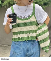 アンサンブルボーダーニットカーディガン