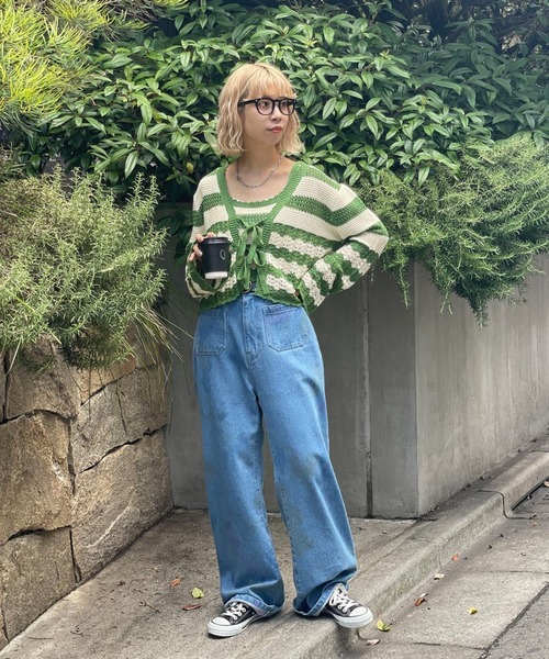 CIAOPANIC(チャオパニック)の「アンサンブルボーダーニットカーディガン(カーディガン/ボレロ・レディース・グリーン/ネイビー・FREE)」の12枚目の写真