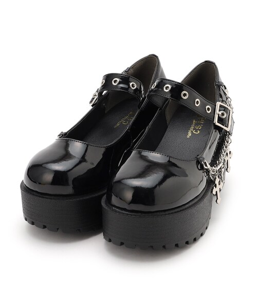 cs T&P(シーエスティーアンドピー)の「クロスチェーン付き厚底パンプス(パンプス・レディース・ブラック/ブラック系1/レッド系3・LL/S/M/L)」の5枚目の写真