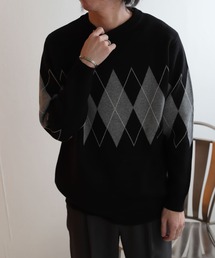 アーガイルクルーネックセーター