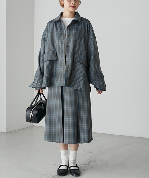 forksy.(フォルクシー)の「【forksy.】チェックビッグポケットサファリシャツ(シャツ/ブラウス・レディース・グレー/カーキ・FREE)」の5枚目の写真