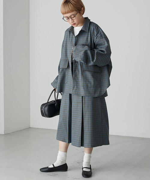 forksy.(フォルクシー)の「【forksy.】チェックビッグポケットサファリシャツ(シャツ/ブラウス・レディース・グレー/カーキ・FREE)」の7枚目の写真