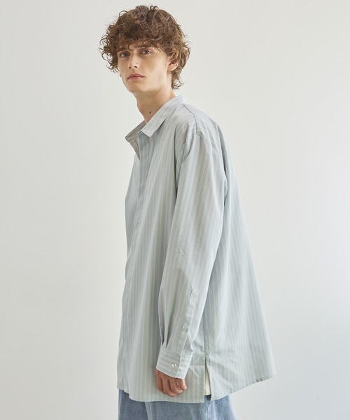セール】マルチストライプ比翼オーバーサイズシャツ（シャツ/ブラウス