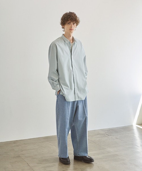 CTHY（シティ）の「マルチストライプ比翼オーバーサイズシャツ（シャツ/ブラウス・メンズ・サックスブルー/ブルー/グレー・L/M/S/XL）」の9枚目の写真