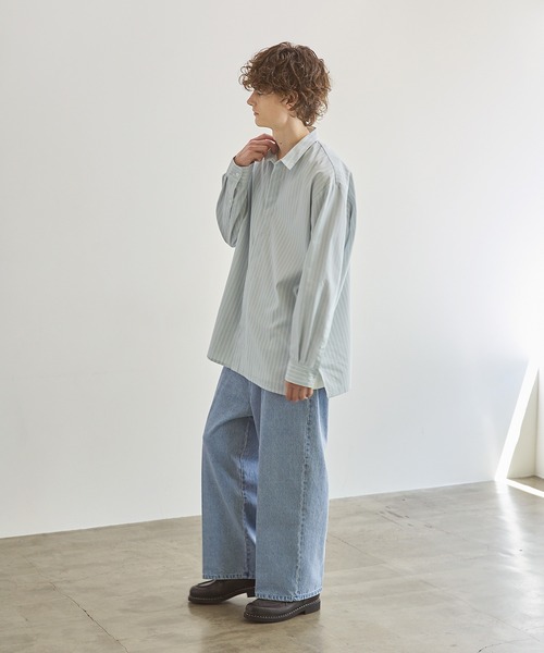 CTHY（シティ）の「マルチストライプ比翼オーバーサイズシャツ（シャツ/ブラウス・メンズ・サックスブルー/ブルー/グレー・L/M/S/XL）」の10枚目の写真