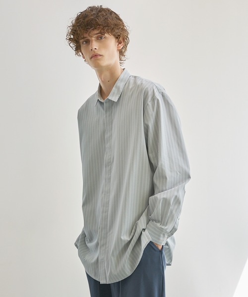 CTHY（シティ）の「マルチストライプ比翼オーバーサイズシャツ（シャツ/ブラウス・メンズ・サックスブルー/ブルー/グレー・L/M/S/XL）」の12枚目の写真