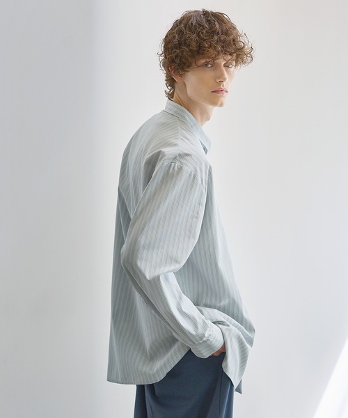 CTHY（シティ）の「マルチストライプ比翼オーバーサイズシャツ（シャツ/ブラウス・メンズ・サックスブルー/ブルー/グレー・L/M/S/XL）」の16枚目の写真