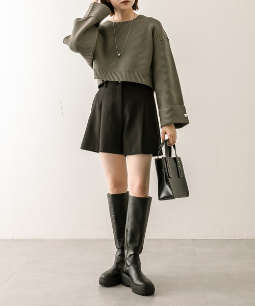 mline（エムライン）の「[mline]袖ロゴニット（ニット/セーター・レディース・ブルー/チャコールグレー/ベージュ/レッド・FREE）」の13枚目の写真