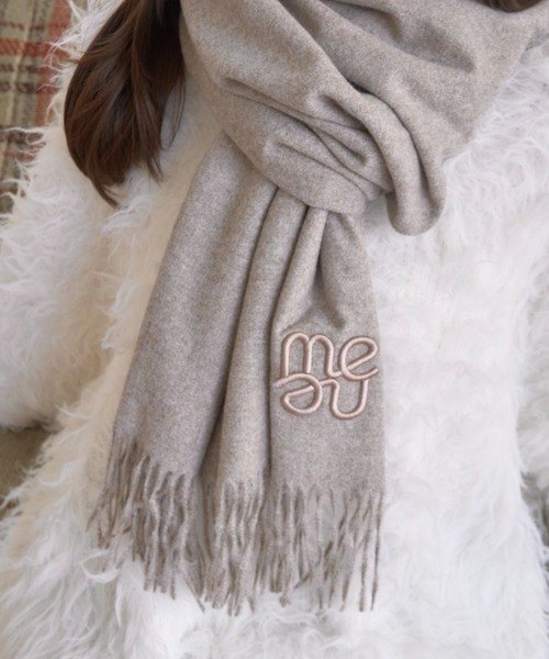 mellowneon（メロウネオン）の「ワントーン刺繍マフラー（マフラー・レディース・ホワイト/ピンク/ブラック/ベージュ/モカ/グレイッシュベージュ/グレー/ブラウン・FREE）」の7枚目の写真
