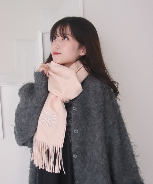 mellowneon（メロウネオン）の「ワントーン刺繍マフラー（マフラー・レディース・ホワイト/ピンク/ブラック/ベージュ/モカ/グレイッシュベージュ/グレー/ブラウン・FREE）」の20枚目の写真