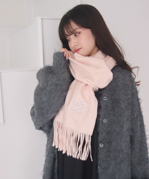 mellowneon（メロウネオン）の「ワントーン刺繍マフラー（マフラー・レディース・ホワイト/ピンク/ブラック/ベージュ/モカ/グレイッシュベージュ/グレー/ブラウン・FREE）」の19枚目の写真