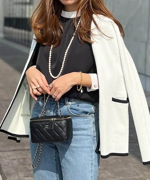 aquagarage（アクアガレージ）の「バイカラーギャザーブラウス（シャツ/ブラウス・レディース・アイボリー/ブラック/ライトグリーン/ベージュ・M/L）」の6枚目の写真