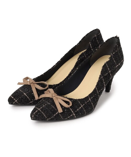 ESPERANZA（エスペランサ）の「◆飾りリボンヒールツイードパンプス 結婚式二次会 パーティー（パンプス・レディース・ブラック系2/ピンク系7・22.5cm/23.5cm/24.5cm/23.0cm/24.0cm）」の7枚目の写真