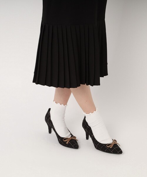ESPERANZA（エスペランサ）の「◆飾りリボンヒールツイードパンプス 結婚式二次会 パーティー（パンプス・レディース・ブラック系2/ピンク系7・22.5cm/23.5cm/24.5cm/23.0cm/24.0cm）」の11枚目の写真