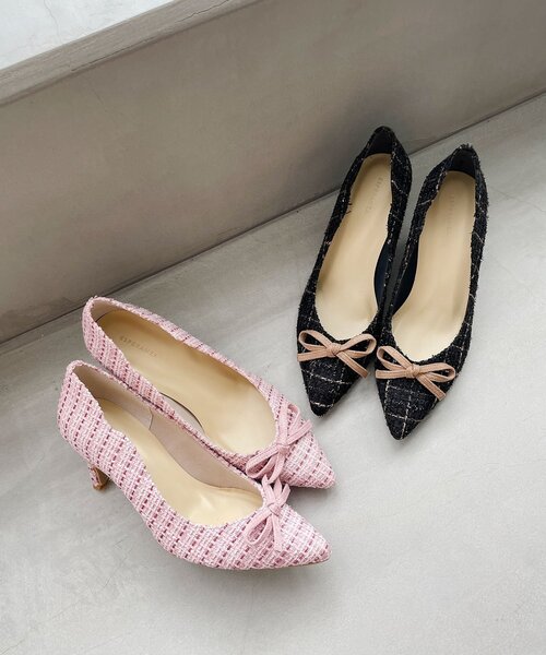 ESPERANZA（エスペランサ）の「◆飾りリボンヒールツイードパンプス 結婚式二次会 パーティー（パンプス・レディース・ブラック系2/ピンク系7・22.5cm/23.5cm/24.5cm/23.0cm/24.0cm）」の17枚目の写真