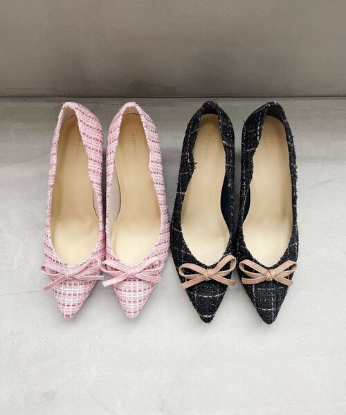 ESPERANZA（エスペランサ）の「◆飾りリボンヒールツイードパンプス 結婚式二次会 パーティー（パンプス・レディース・ブラック系2/ピンク系7・22.5cm/23.5cm/24.5cm/23.0cm/24.0cm）」の13枚目の写真