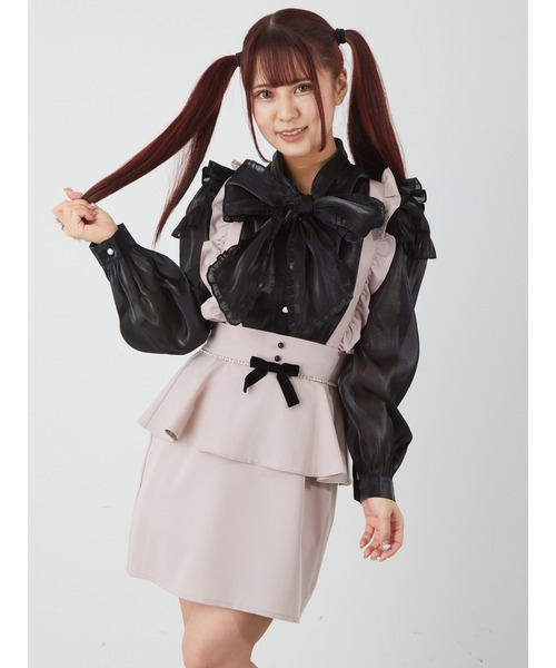 【セール】サス付き りぼんペプラムスカート（スカート）｜Ank Rouge（アンクルージュ）