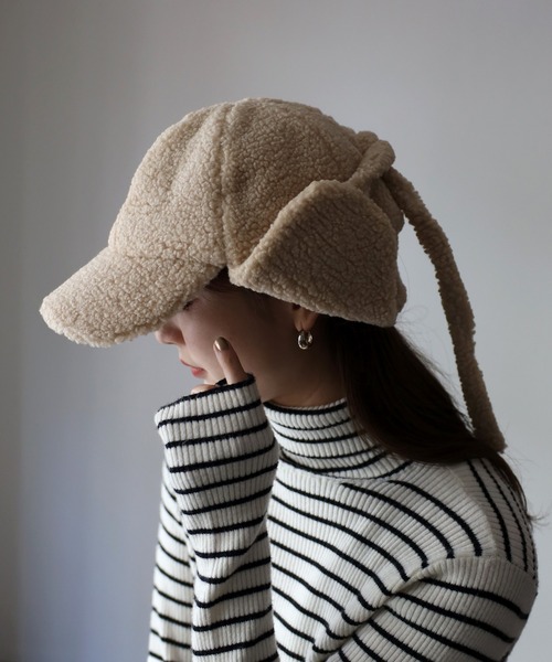 Riberry（リベリー）の「ボアフライトキャップ（ハット・レディース・ホワイト/チャコールグレー/ブラック/ベージュ・FREE）」の7枚目の写真