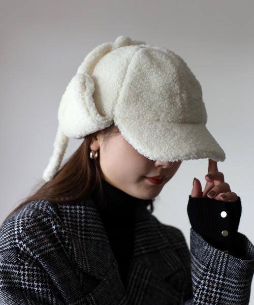 Riberry（リベリー）の「ボアフライトキャップ（ハット・レディース・ホワイト/チャコールグレー/ブラック/ベージュ・FREE）」の8枚目の写真