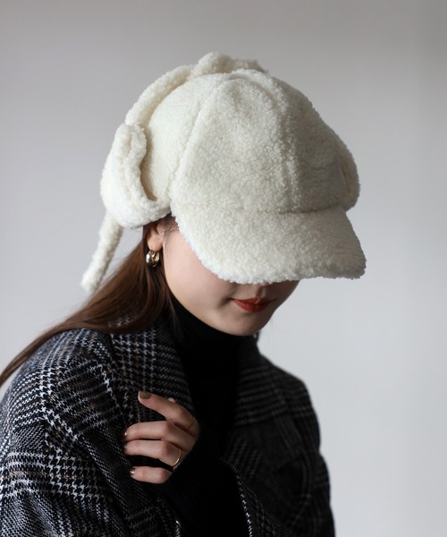 Riberry（リベリー）の「ボアフライトキャップ（ハット・レディース・ホワイト/チャコールグレー/ブラック/ベージュ・FREE）」の9枚目の写真