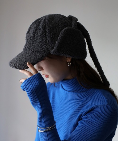 Riberry（リベリー）の「ボアフライトキャップ（ハット・レディース・ホワイト/チャコールグレー/ブラック/ベージュ・FREE）」の11枚目の写真