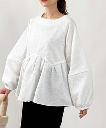 PICCIN | 【WEB限定】ふくれジャガードペプラムブラウス（セットアップ可能）(シャツ/ブラウス)