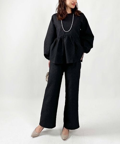 PICCIN(ピッチン)の「【WEB限定】ふくれジャガードペプラムブラウス(セットアップ可能)(シャツ/ブラウス・レディース・ブラック/オフホワイト・M)」の19枚目の写真