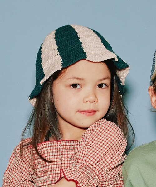 B:MING by BEAMS(ビーミングバイビームス)の「B:MING by BEAMS / ストライプ クロシェ ハット(ハット・キッズ・グリーン/レッド・ONE SIZE)」の2枚目の写真