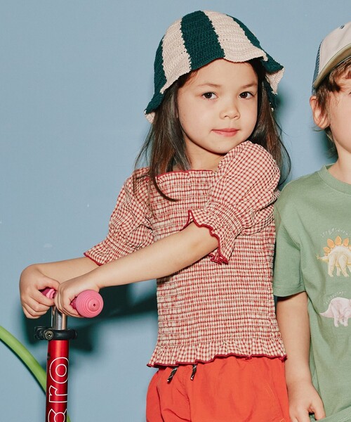 B:MING by BEAMS(ビーミングバイビームス)の「B:MING by BEAMS / ストライプ クロシェ ハット(ハット・キッズ・グリーン/レッド・ONE SIZE)」の3枚目の写真