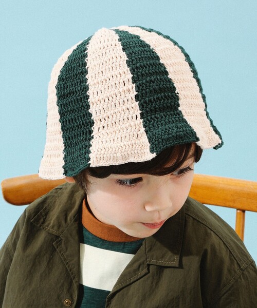 B:MING by BEAMS(ビーミングバイビームス)の「B:MING by BEAMS / ストライプ クロシェ ハット(ハット・キッズ・グリーン/レッド・ONE SIZE)」の5枚目の写真