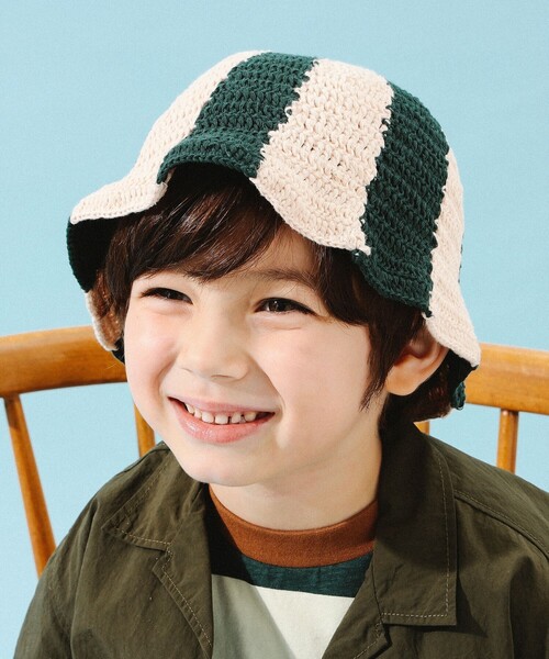 B:MING by BEAMS(ビーミングバイビームス)の「B:MING by BEAMS / ストライプ クロシェ ハット(ハット・キッズ・グリーン/レッド・ONE SIZE)」の6枚目の写真