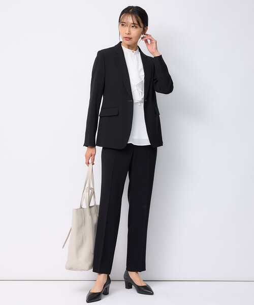 23区(ニジュウサンク)の「【洗える】ジョーゼットフリル ブラウス(Tシャツ/カットソー・レディース・ネイビー系/ホワイト系・46/48/44)」の18枚目の写真