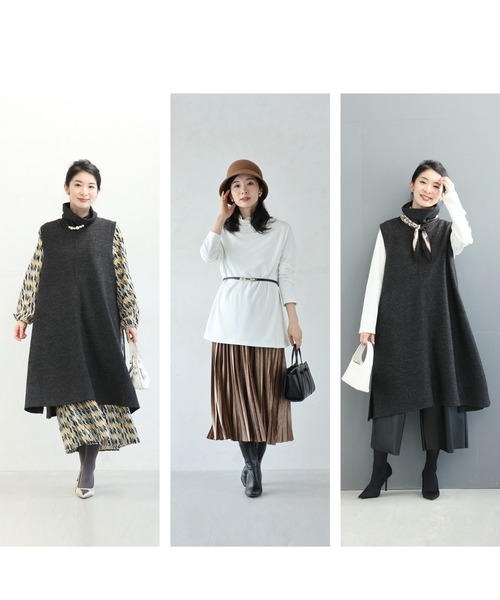 カットソーとスリットチュニックのゆったり楽ちん2点セット（Tシャツ/カットソー）｜CAWAII（カワイイ）