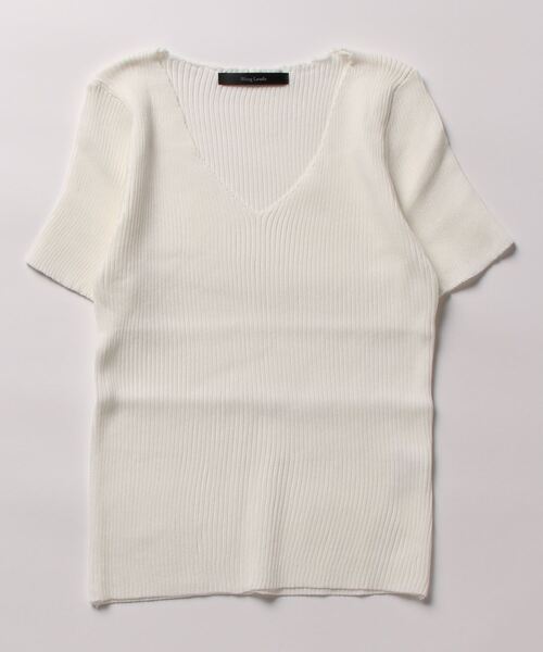B.I.D.（ビーアイディー）の「【Bz】 [IZU] Vネックニットソー（Tシャツ/カットソー・レディース・ピンク/グリーン/ホワイト/オレンジ/ブラック・FREE）」の7枚目の写真