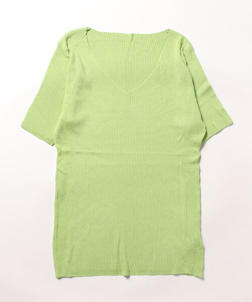 B.I.D.（ビーアイディー）の「【Bz】 [IZU] Vネックニットソー（Tシャツ/カットソー・レディース・ピンク/グリーン/ホワイト/オレンジ/ブラック・FREE）」の9枚目の写真