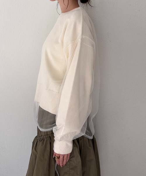 COLLAGE GALLARDAGALANTE(コラージュガリャルダガランテ)の「チュールドロストコンビニット/WEB限定(ニット/セーター・レディース・アイボリー/ブラック・FREE)」の20枚目の写真