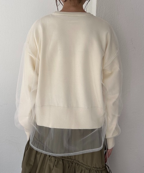 COLLAGE GALLARDAGALANTE(コラージュガリャルダガランテ)の「チュールドロストコンビニット/WEB限定(ニット/セーター・レディース・アイボリー/ブラック・FREE)」の21枚目の写真