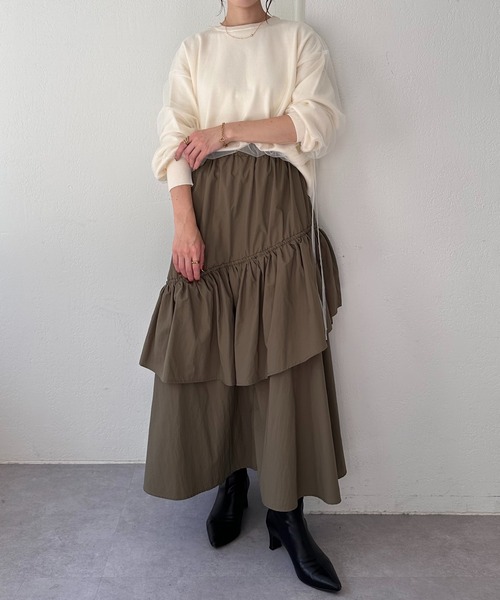 COLLAGE GALLARDAGALANTE(コラージュガリャルダガランテ)の「チュールドロストコンビニット/WEB限定(ニット/セーター・レディース・アイボリー/ブラック・FREE)」の3枚目の写真