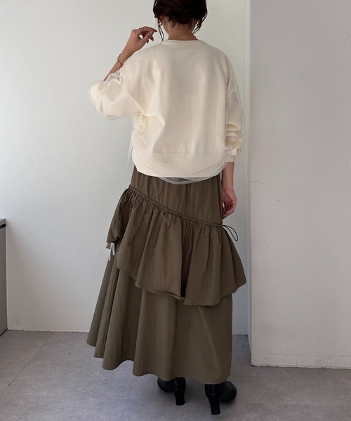 COLLAGE GALLARDAGALANTE(コラージュガリャルダガランテ)の「チュールドロストコンビニット/WEB限定(ニット/セーター・レディース・アイボリー/ブラック・FREE)」の8枚目の写真