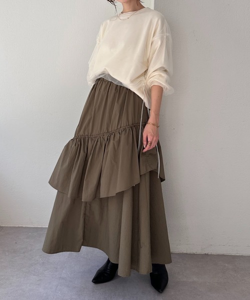 COLLAGE GALLARDAGALANTE(コラージュガリャルダガランテ)の「チュールドロストコンビニット/WEB限定(ニット/セーター・レディース・アイボリー/ブラック・FREE)」の10枚目の写真