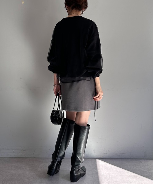 COLLAGE GALLARDAGALANTE(コラージュガリャルダガランテ)の「チュールドロストコンビニット/WEB限定(ニット/セーター・レディース・アイボリー/ブラック・FREE)」の17枚目の写真