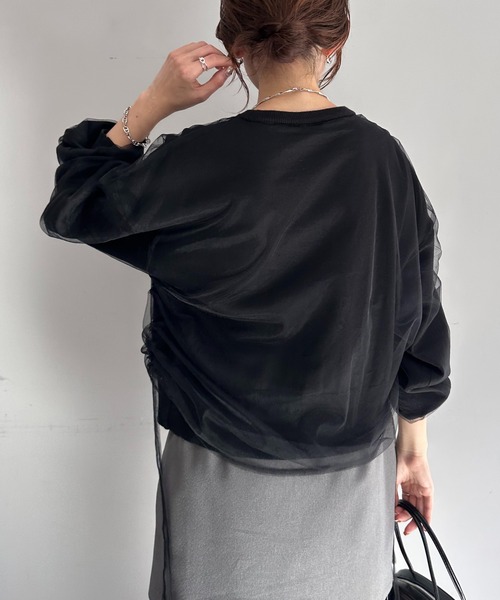 COLLAGE GALLARDAGALANTE(コラージュガリャルダガランテ)の「チュールドロストコンビニット/WEB限定(ニット/セーター・レディース・アイボリー/ブラック・FREE)」の14枚目の写真