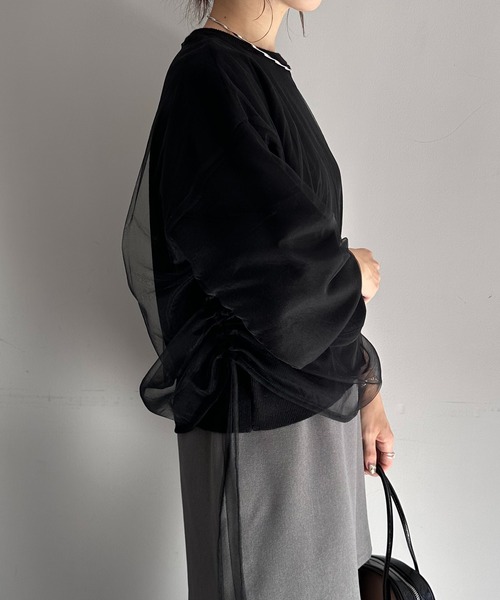 COLLAGE GALLARDAGALANTE(コラージュガリャルダガランテ)の「チュールドロストコンビニット/WEB限定(ニット/セーター・レディース・アイボリー/ブラック・FREE)」の15枚目の写真