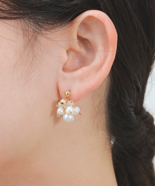 小粒 パール ビーズ つぶつぶ ピアス パーティー 結婚式 お呼ばれ