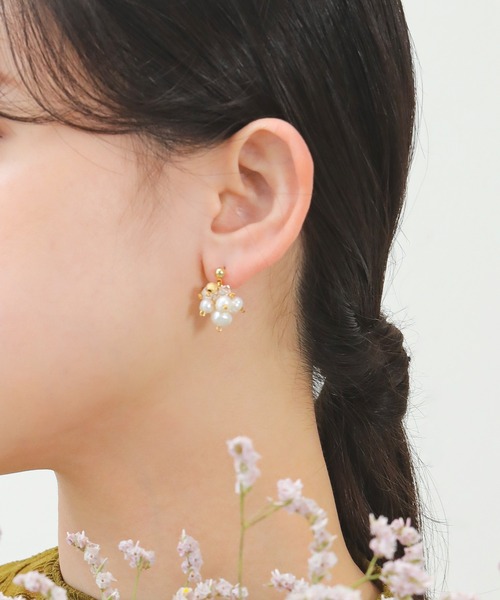小粒 パール ビーズ つぶつぶ ピアス パーティー 結婚式