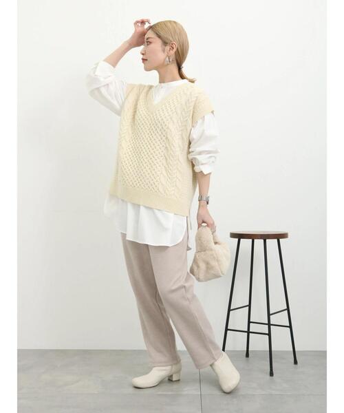 Samansa Mos2 blue（サマンサモスモスブルー）の「ヘリンボーンイージーパンツ（その他パンツ・レディース・ブラック/グレー/ベージュ/ブラウン・F）」の16枚目の写真