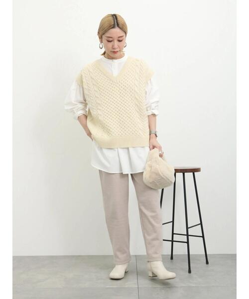 Samansa Mos2 blue（サマンサモスモスブルー）の「ヘリンボーンイージーパンツ（その他パンツ・レディース・ブラック/グレー/ベージュ/ブラウン・F）」の17枚目の写真