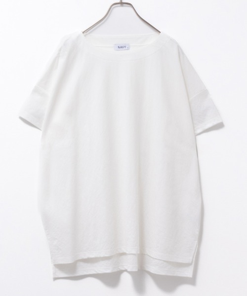 NAVY(ネイビー)の「NAVY サラリ冷感 制菌加工 オーバーサイズ裾スリットTシャツ(Tシャツ/カットソー・レディース・オリーブ/ブラック/チャコールグレー/オフホワイト・M/L)」の13枚目の写真